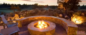 CHL - A stone fire pit and benches