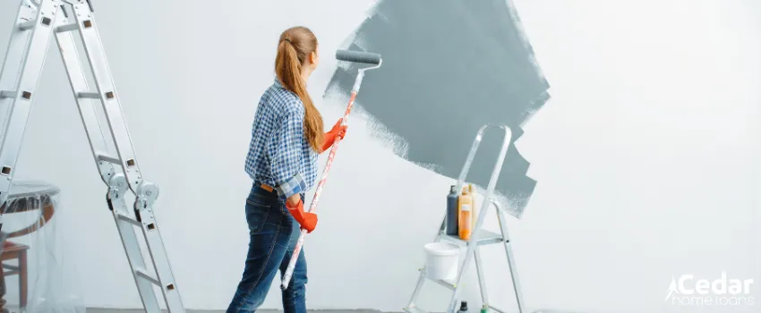 CHL - Female house painter painting wall