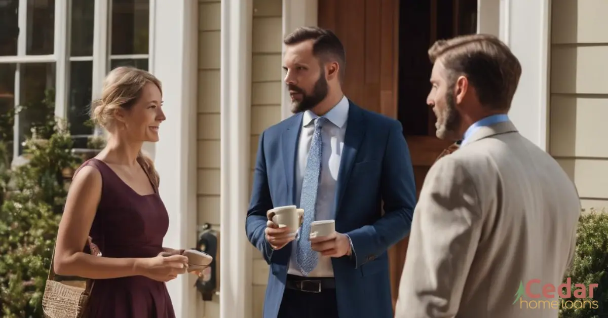 A couple talking to a mortgage broker